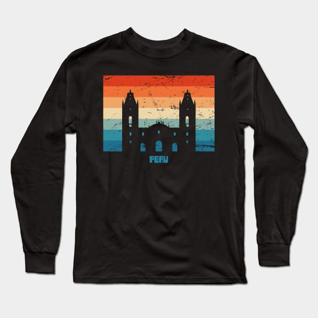 Retro Peruvian Peru Cathedral Long Sleeve T-Shirt by MeatMan